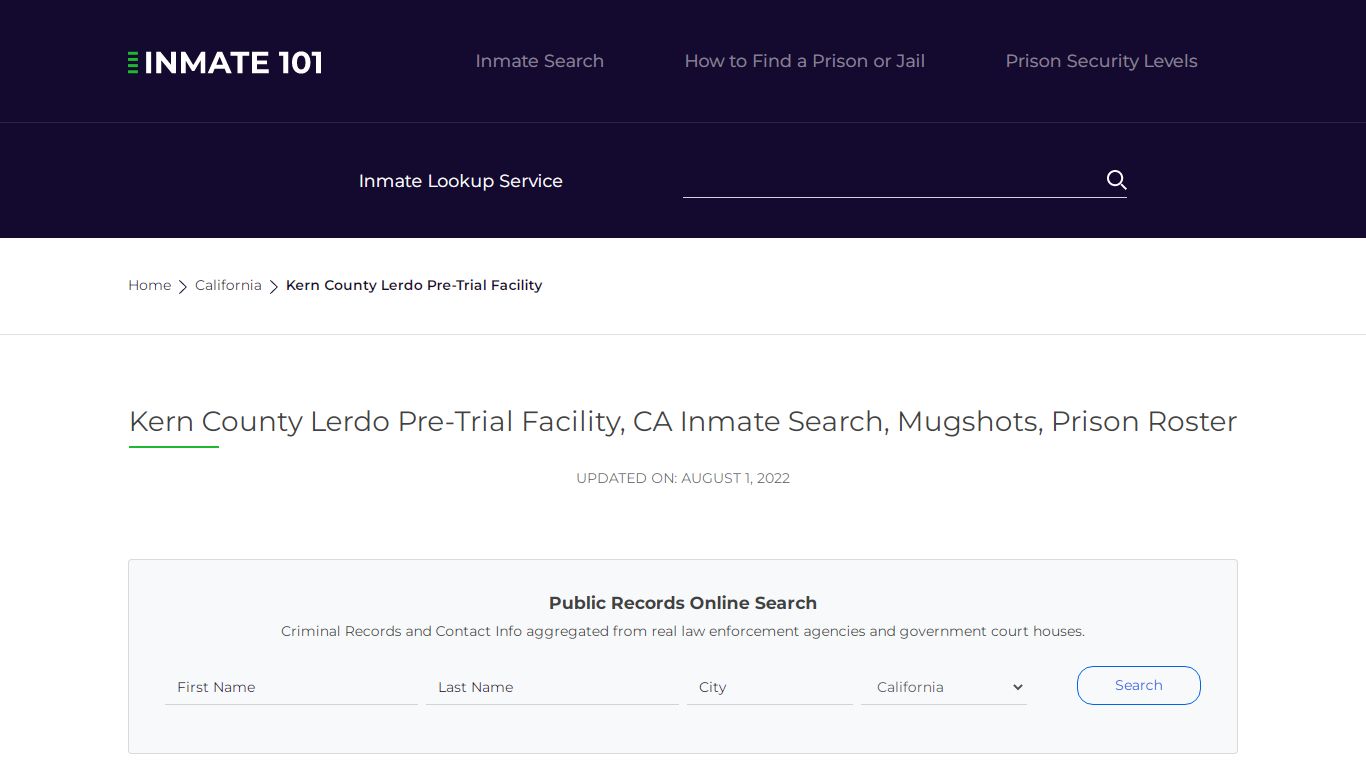 Kern County Lerdo Pre-Trial Facility - Inmate101